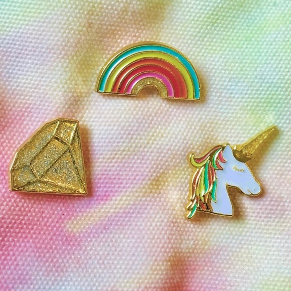 ENAMEL PINS S/3 UNICORN 🦄, RAINBOW 🌈, DIAMOND 💎 - Picture 1 of 4